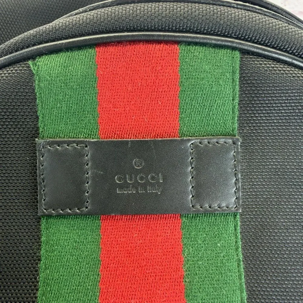 Gucci Sherry Line Web Canvas Black Stripe Backpack - Picture 2 of 15